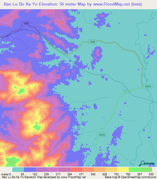 Ban Lu Bo Ka Yo,Thailand Elevation Map