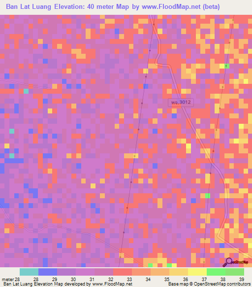 Ban Lat Luang,Thailand Elevation Map