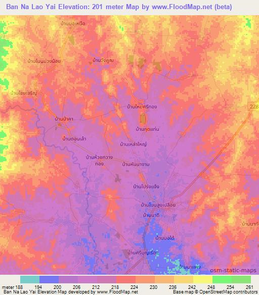 Ban Na Lao Yai,Thailand Elevation Map