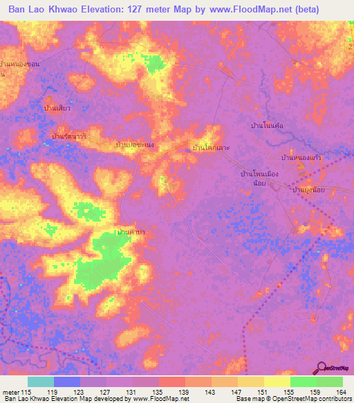 Ban Lao Khwao,Thailand Elevation Map