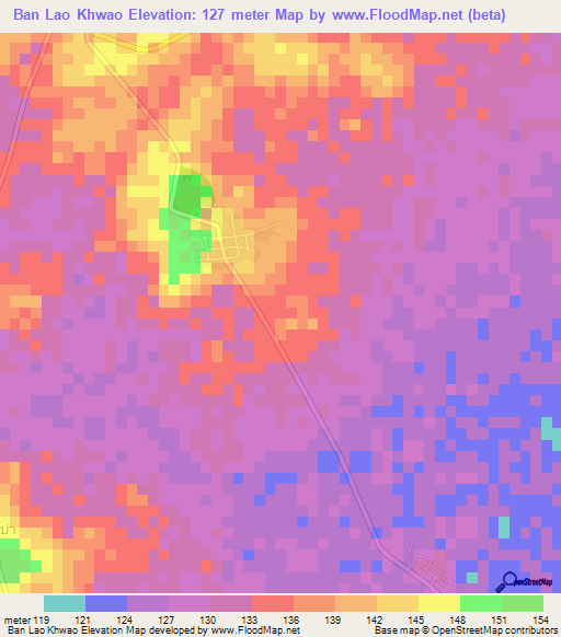 Ban Lao Khwao,Thailand Elevation Map