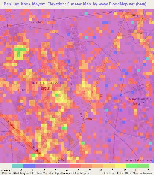 Ban Lao Khok Mayom,Thailand Elevation Map