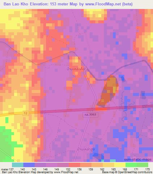 Ban Lao Kho,Thailand Elevation Map