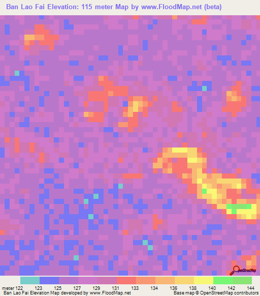 Ban Lao Fai,Thailand Elevation Map