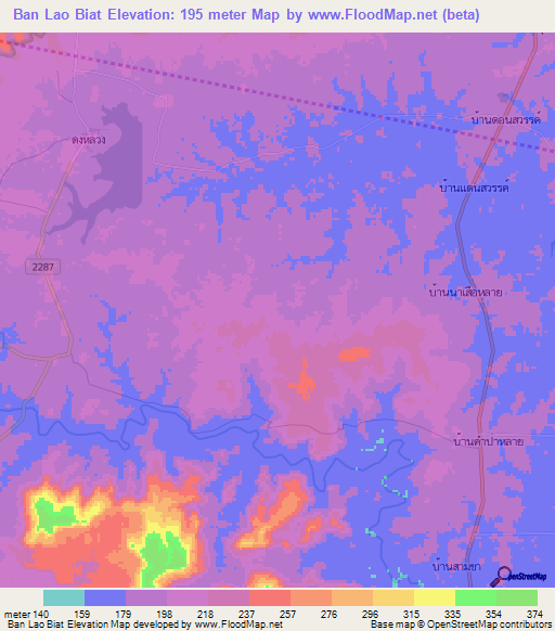 Ban Lao Biat,Thailand Elevation Map