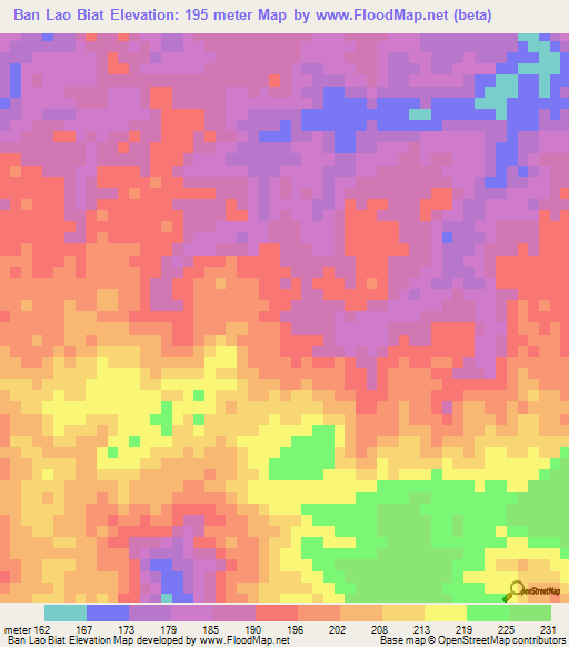 Ban Lao Biat,Thailand Elevation Map