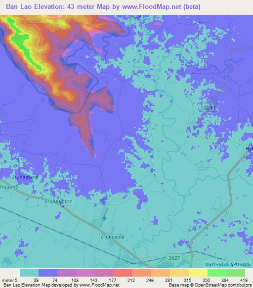 Ban Lao,Thailand Elevation Map