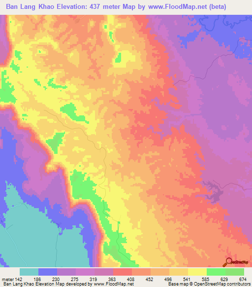 Ban Lang Khao,Thailand Elevation Map