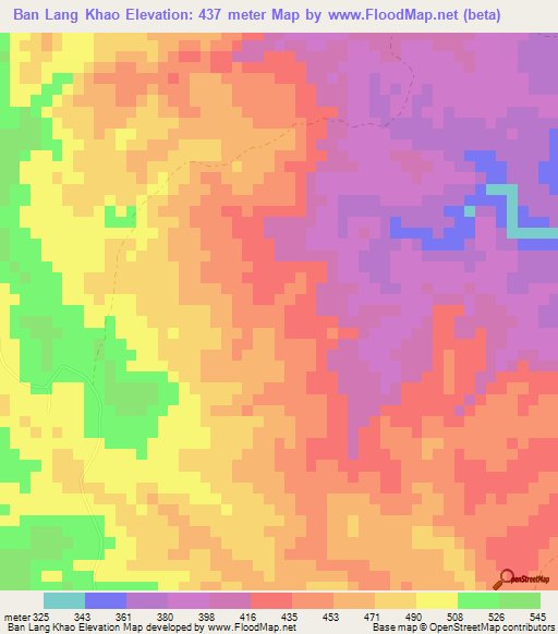Ban Lang Khao,Thailand Elevation Map