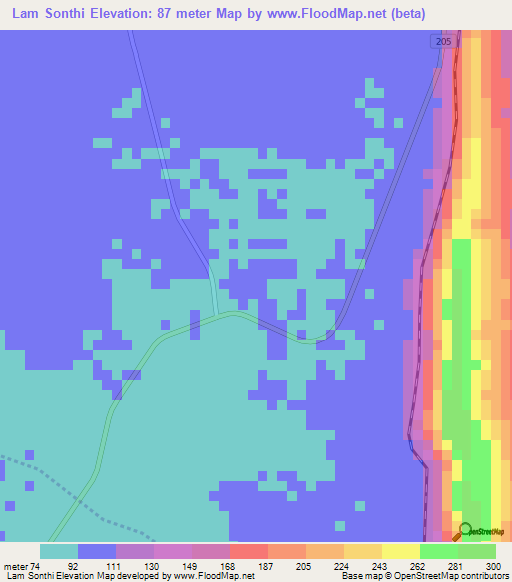 Lam Sonthi,Thailand Elevation Map
