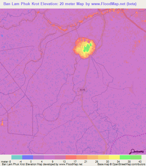 Ban Lam Phuk Krot,Thailand Elevation Map