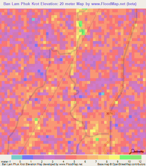 Ban Lam Phuk Krot,Thailand Elevation Map