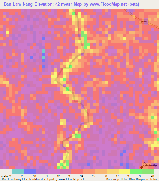 Ban Lam Nang,Thailand Elevation Map