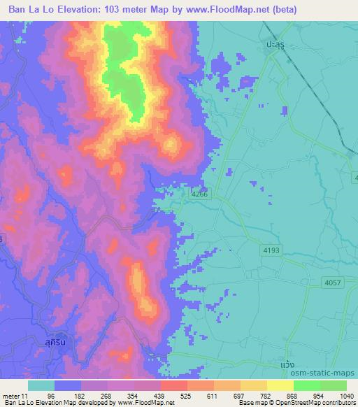 Ban La Lo,Thailand Elevation Map