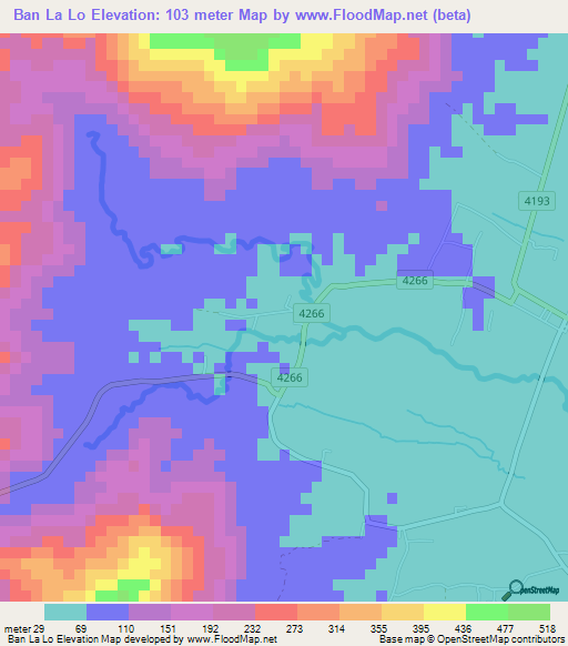 Ban La Lo,Thailand Elevation Map