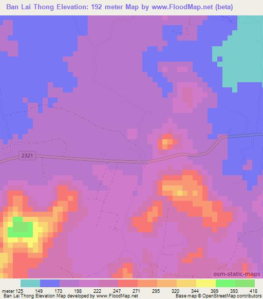Ban Lai Thong,Thailand Elevation Map