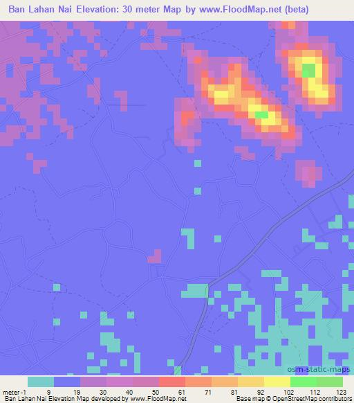 Ban Lahan Nai,Thailand Elevation Map