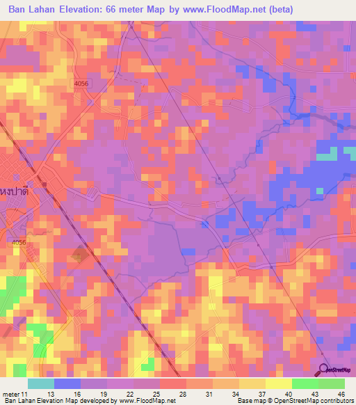 Ban Lahan,Thailand Elevation Map