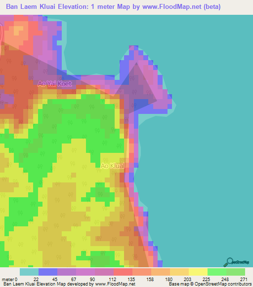 Ban Laem Kluai,Thailand Elevation Map