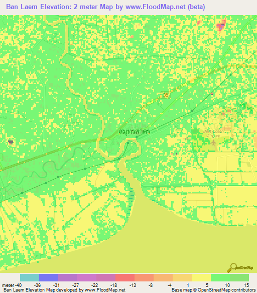 Ban Laem,Thailand Elevation Map