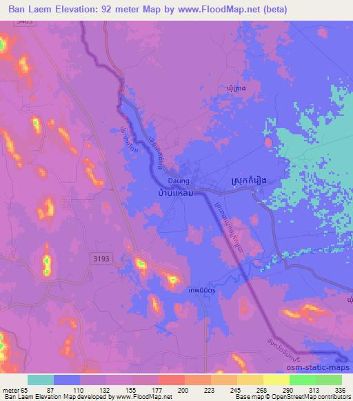 Ban Laem,Thailand Elevation Map