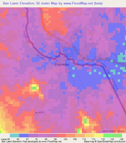 Ban Laem,Thailand Elevation Map
