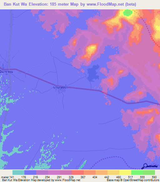 Ban Kut Wa,Thailand Elevation Map