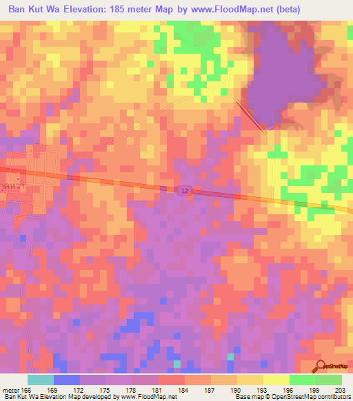 Ban Kut Wa,Thailand Elevation Map