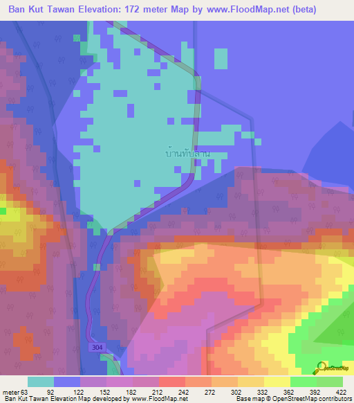 Ban Kut Tawan,Thailand Elevation Map