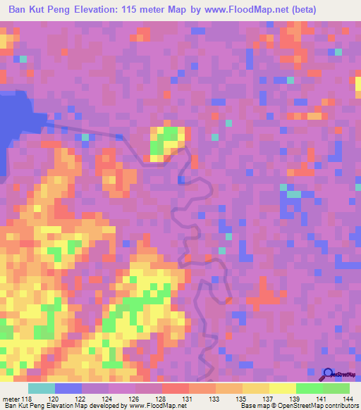 Ban Kut Peng,Thailand Elevation Map