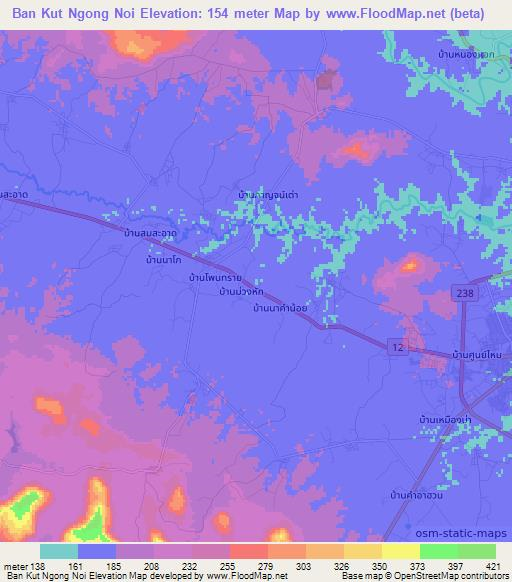 Ban Kut Ngong Noi,Thailand Elevation Map