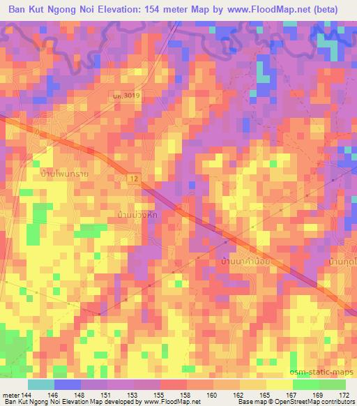 Ban Kut Ngong Noi,Thailand Elevation Map