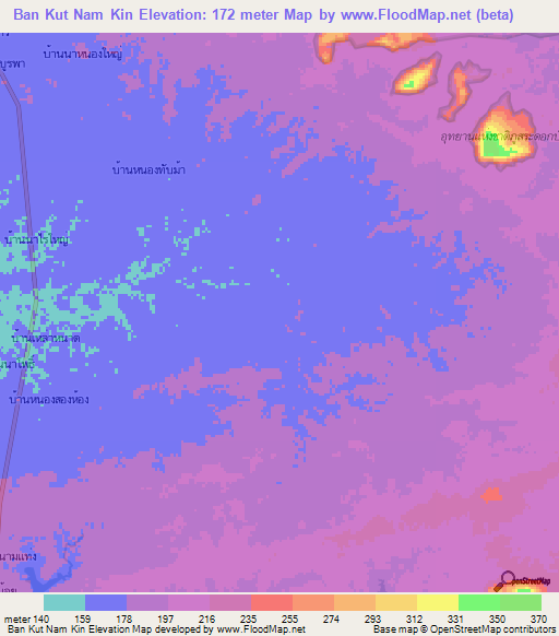 Ban Kut Nam Kin,Thailand Elevation Map