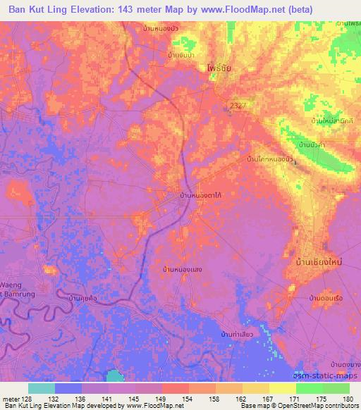 Ban Kut Ling,Thailand Elevation Map