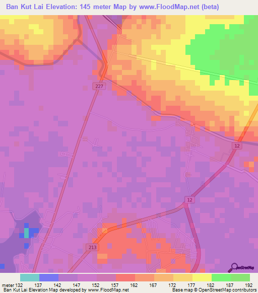 Ban Kut Lai,Thailand Elevation Map