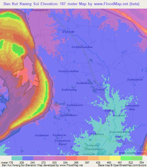 Ban Kut Kwang Soi,Thailand Elevation Map