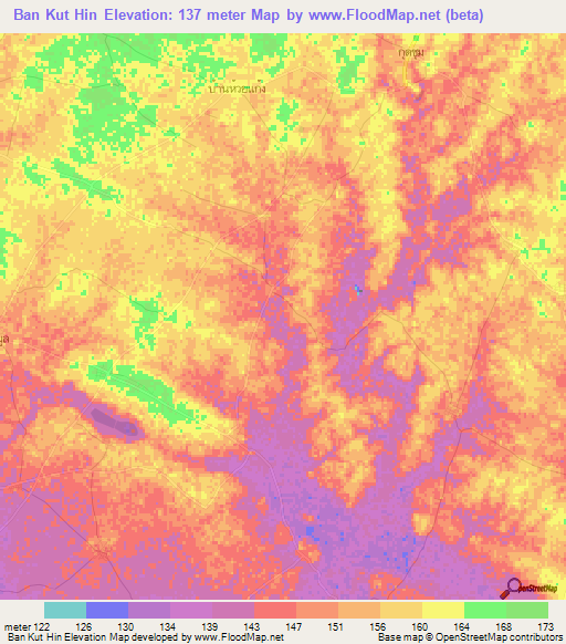 Ban Kut Hin,Thailand Elevation Map