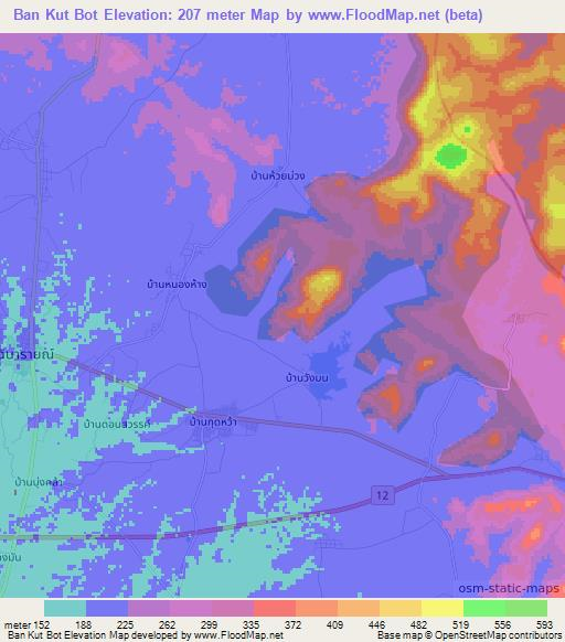 Ban Kut Bot,Thailand Elevation Map