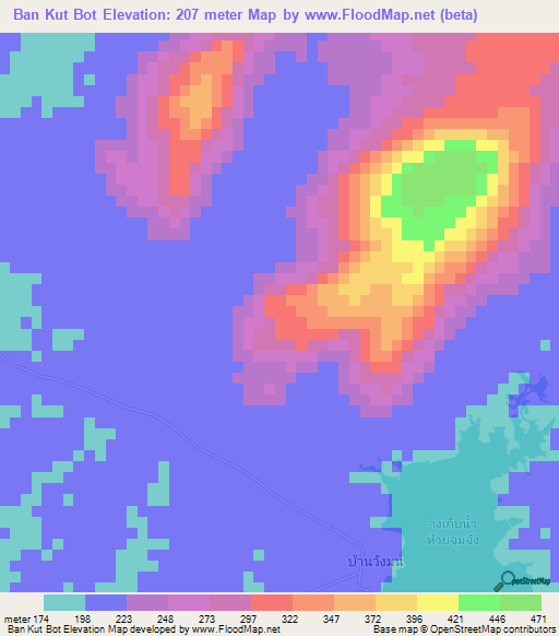 Ban Kut Bot,Thailand Elevation Map