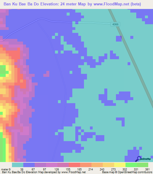 Ban Ku Bae Ba Do,Thailand Elevation Map