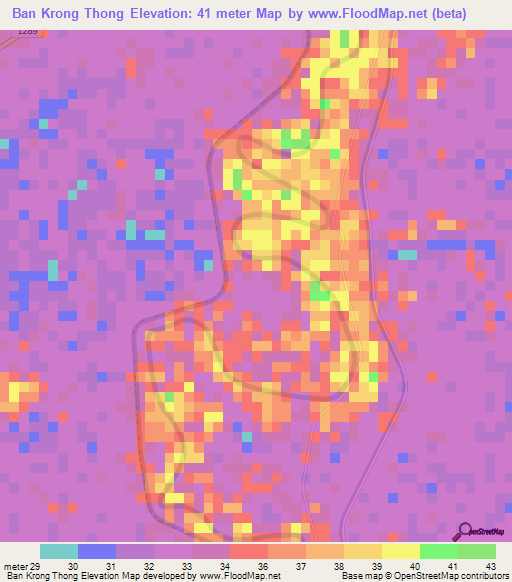 Ban Krong Thong,Thailand Elevation Map