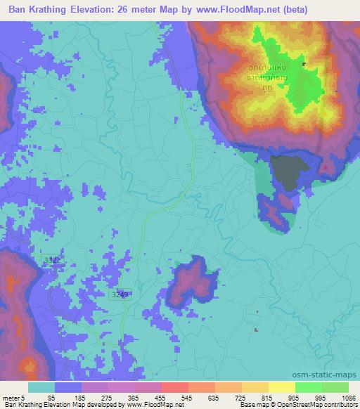 Ban Krathing,Thailand Elevation Map