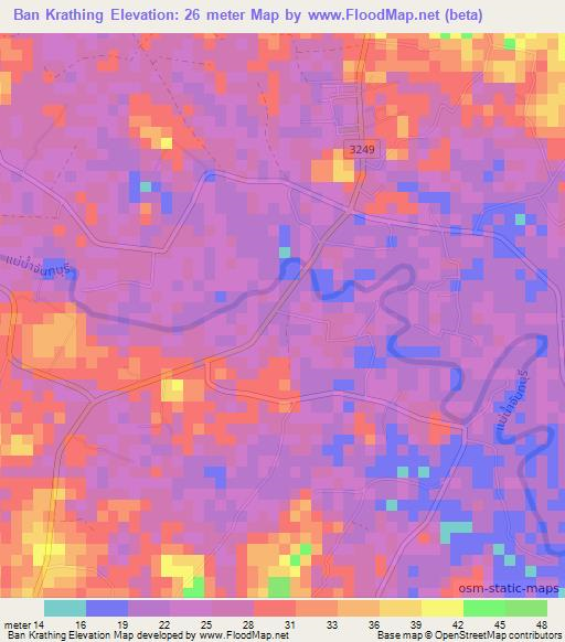 Ban Krathing,Thailand Elevation Map