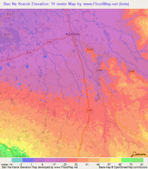Ban Na Krarok,Thailand Elevation Map