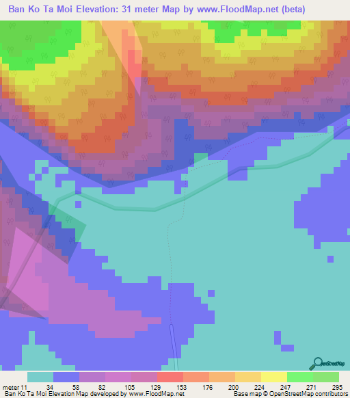 Ban Ko Ta Moi,Thailand Elevation Map