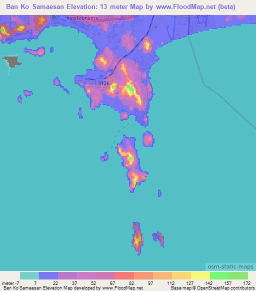 Ban Ko Samaesan,Thailand Elevation Map