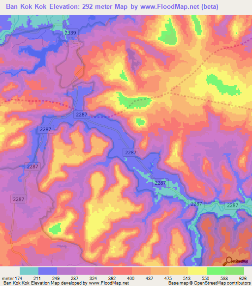 Ban Kok Kok,Thailand Elevation Map