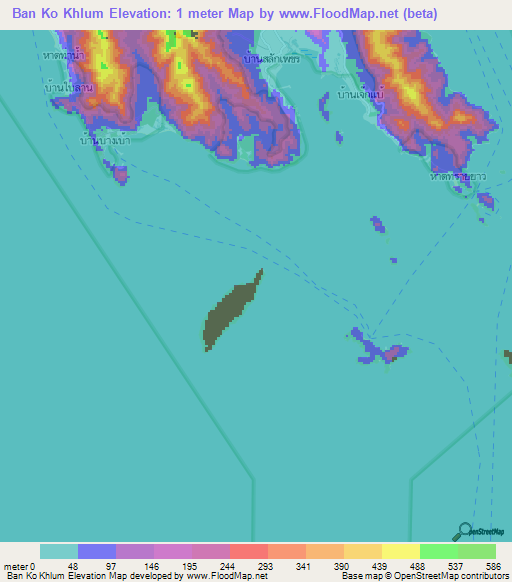 Ban Ko Khlum,Thailand Elevation Map