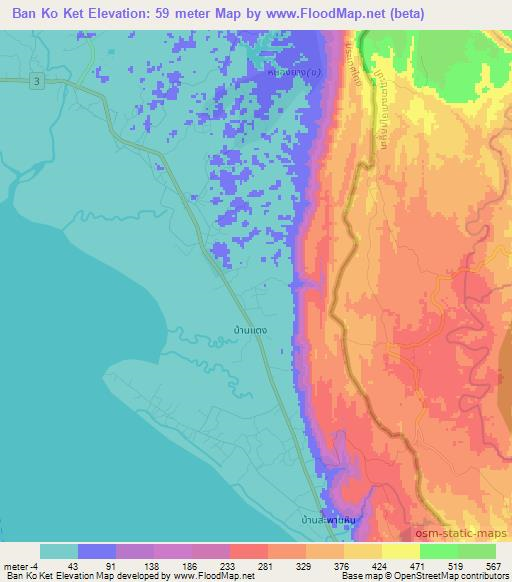 Ban Ko Ket,Thailand Elevation Map