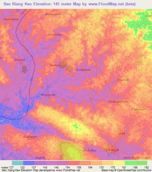 Ban Kiang Kao,Thailand Elevation Map